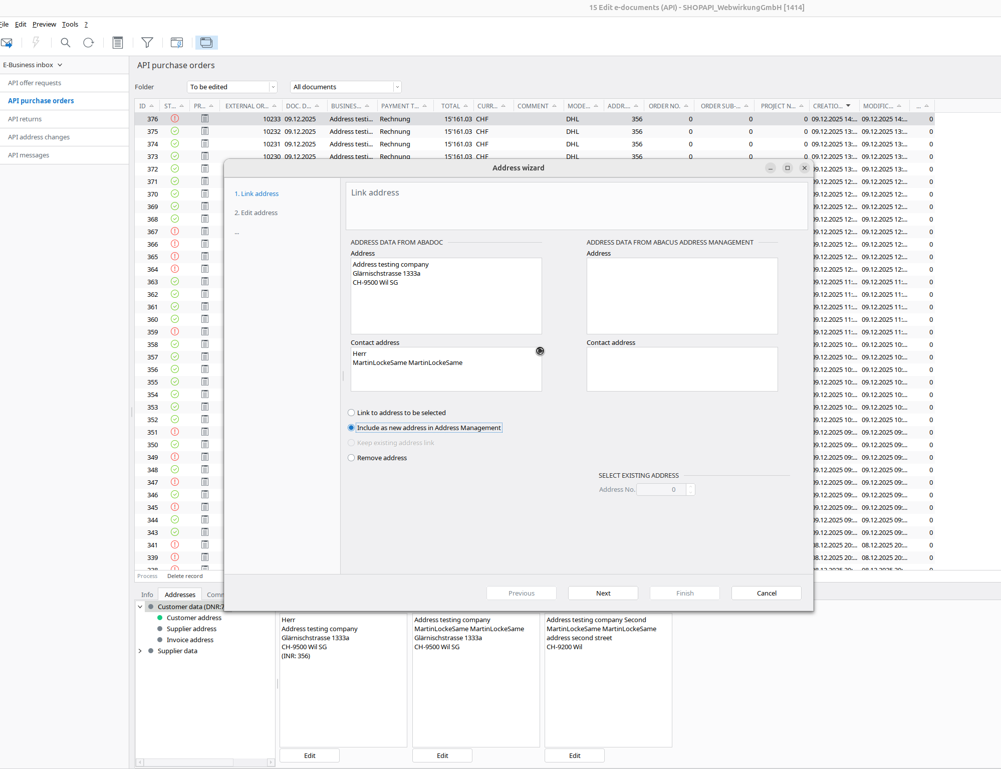 Map Shipping addresses