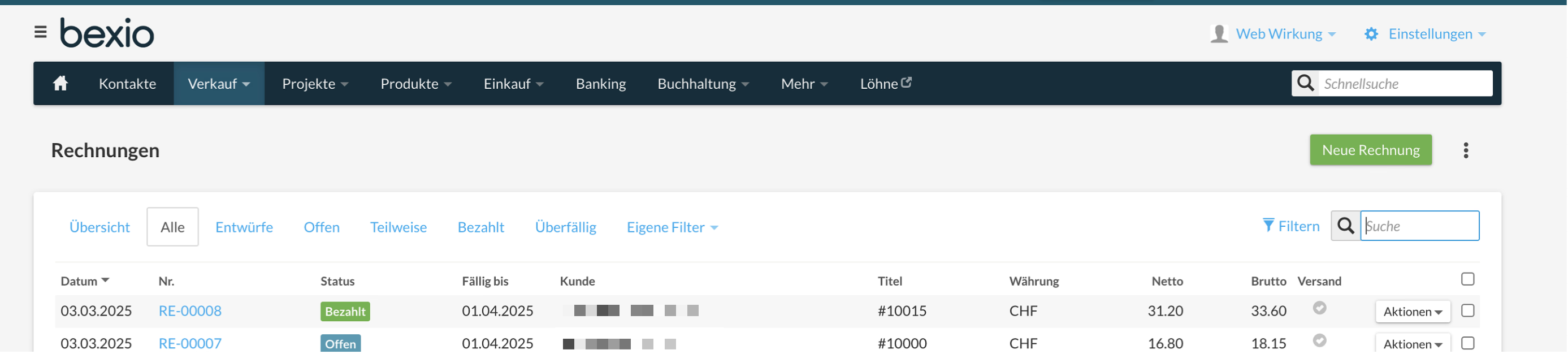 Synchronisation of status from Bexio to Shopware