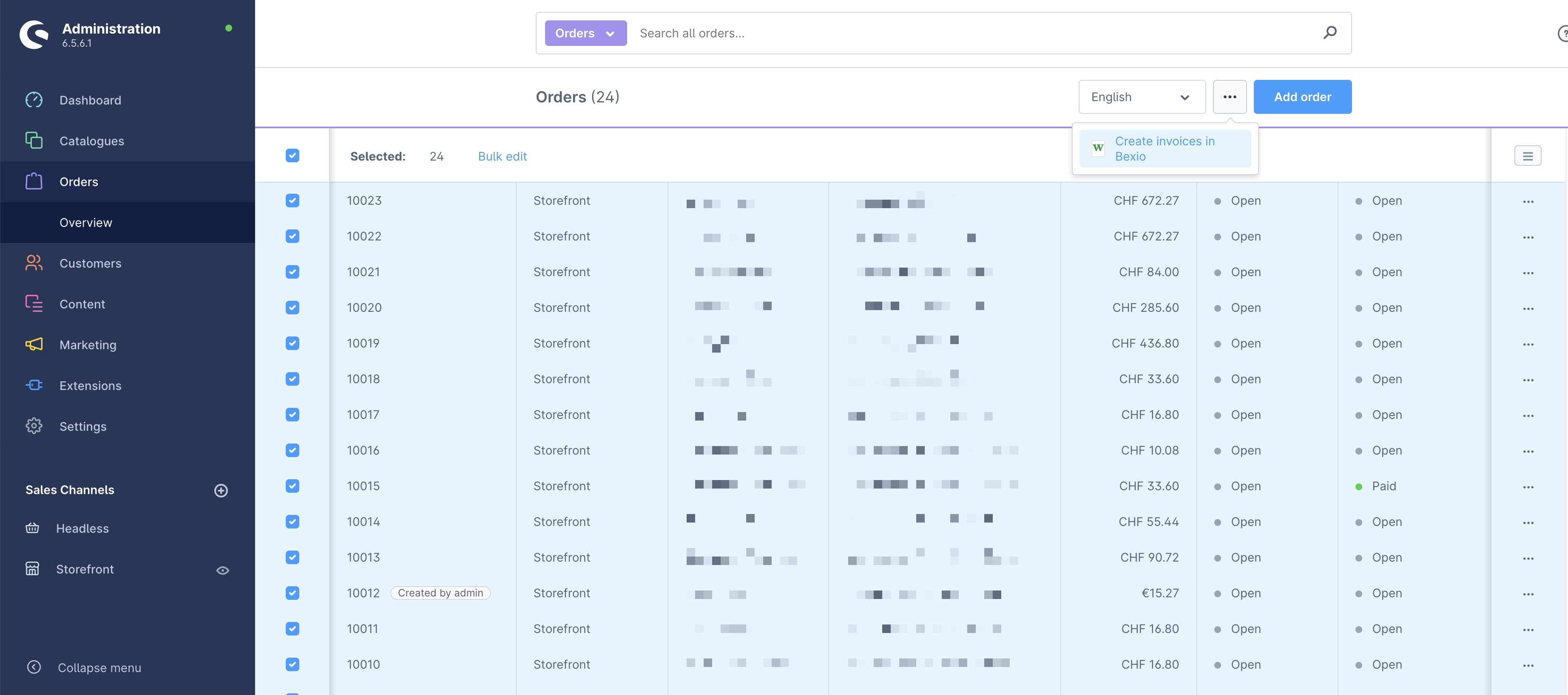 Manual transmission of orders backend
