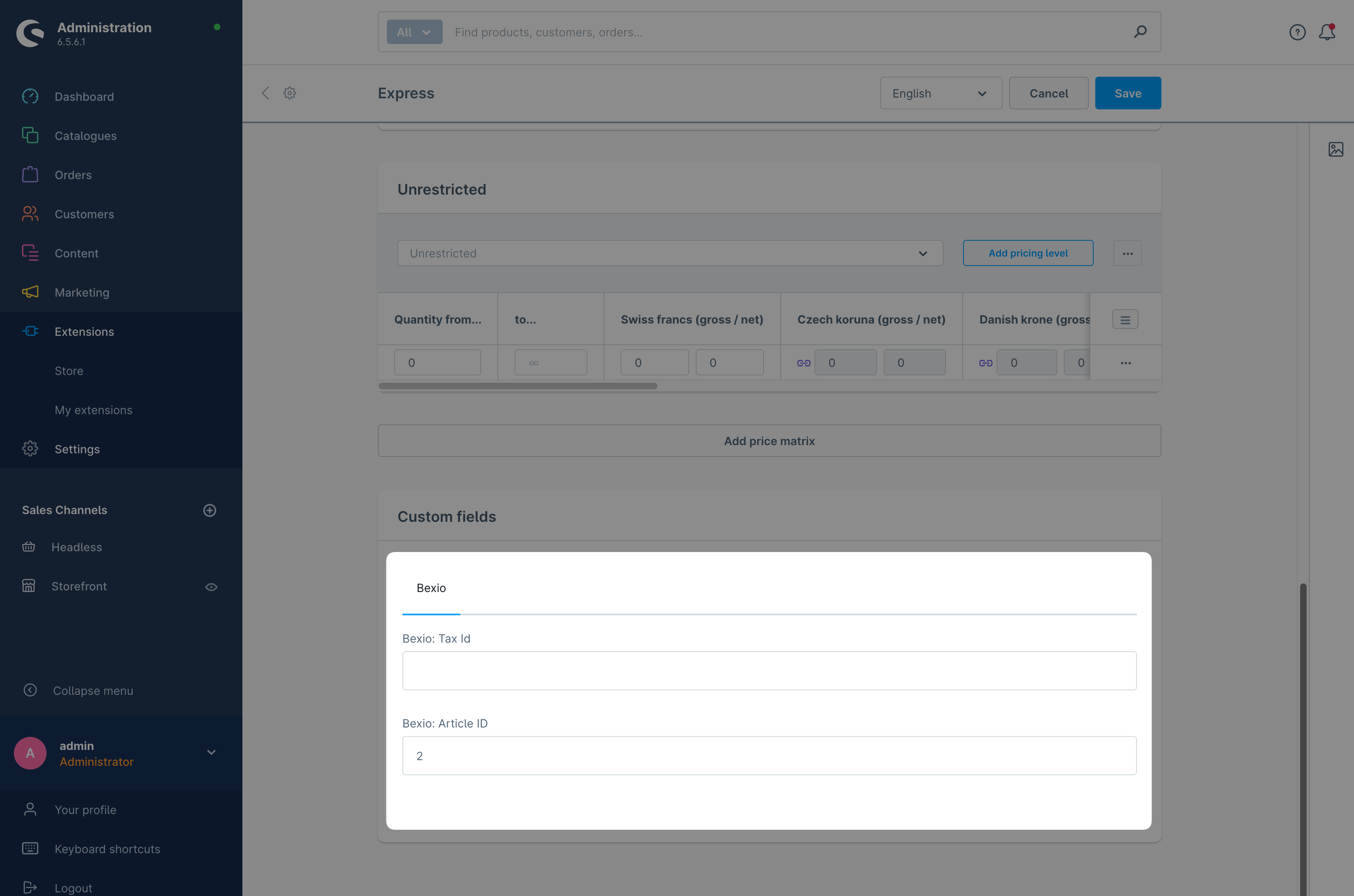 Shipping method settings