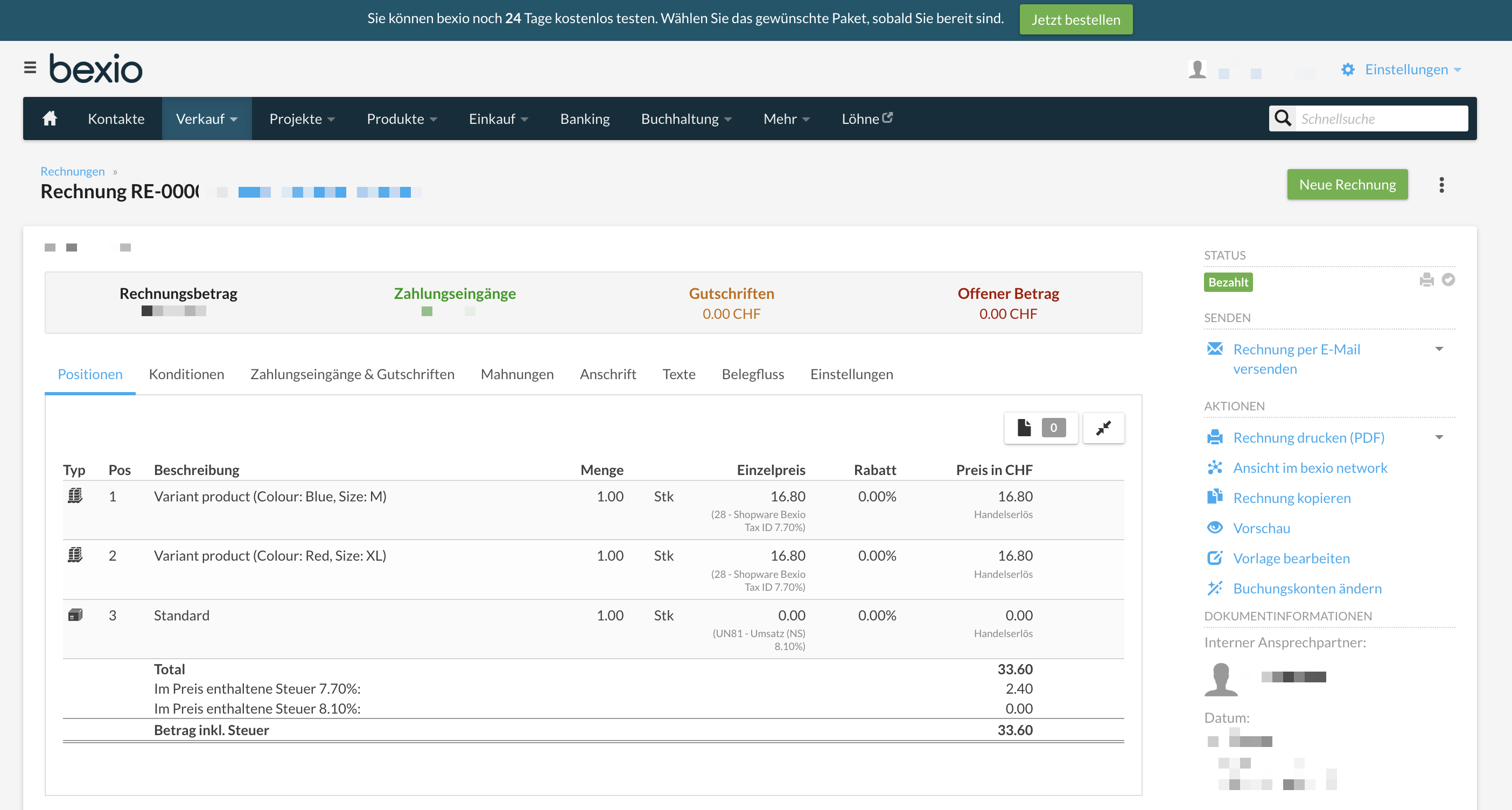 Product varaints example